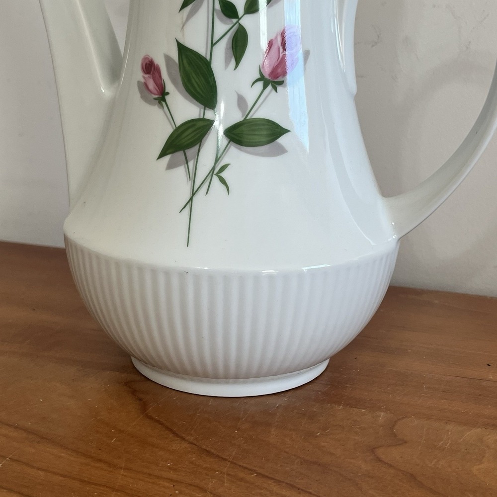Vintage‎ Schirnding Porcelain Coffee Pot Tea Pot 1970's Pink Rose Floral Pattern - Picture 3 of 11